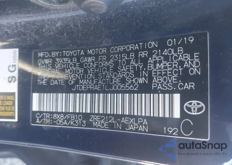 2020 Toyota Corolla Le из США, поврежденный, VIN JTDEPRAE1LJ005562